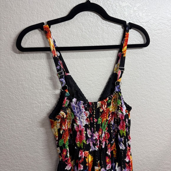 Me 2 Magic Anthropologie Boho Flowy Maxi Dress Sz M Black Multi Color Vacation - Picture 4 of 8